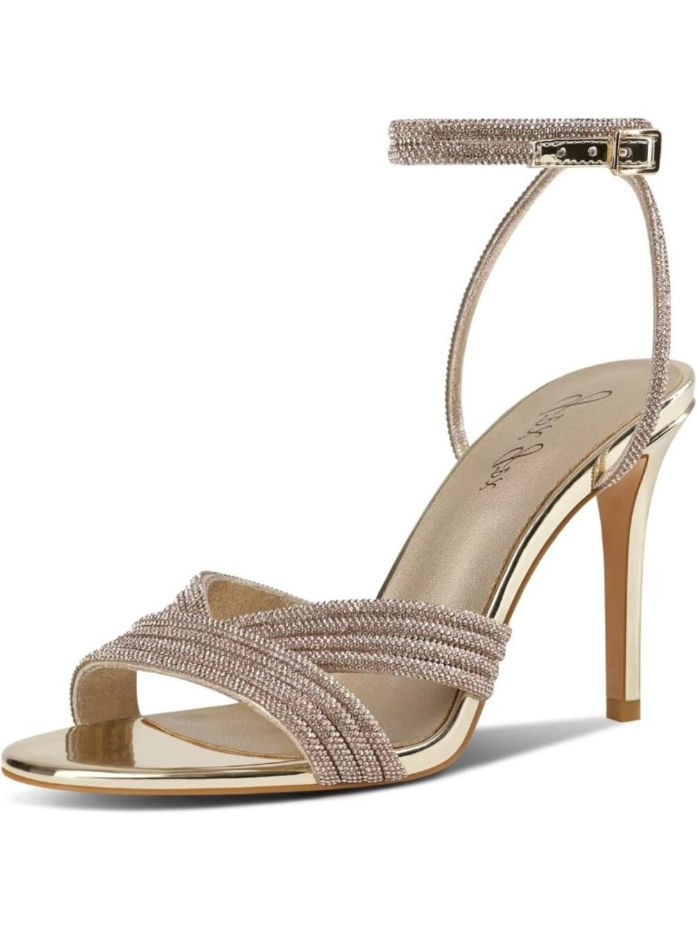 Sparkly Rhinestone High Heel Ankle Strap Sandals - Dressy Stilettos for Weddings